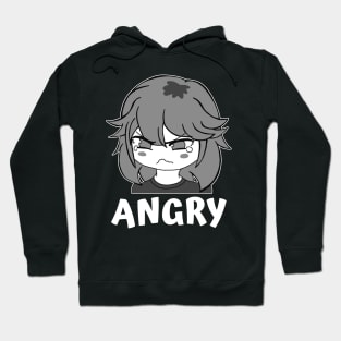 Funny Manga Angry Pout Face Little Girl Chibi Meme Hoodie